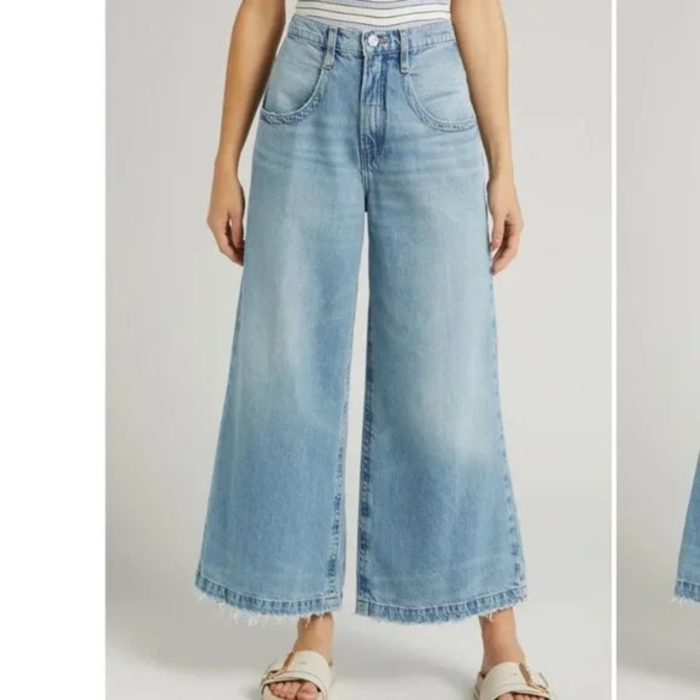 Women's Light Blue Wide-Leg Jeans
